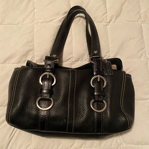 Black leather coach tote